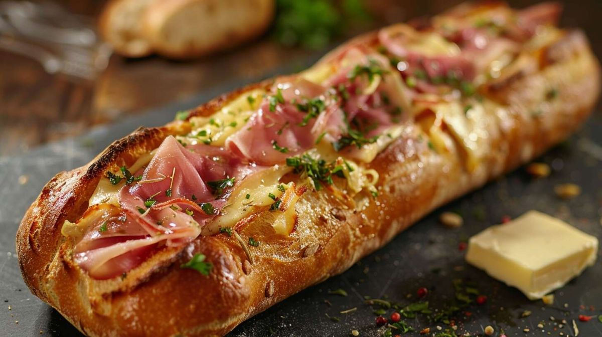 Baguette fourrée au Saint Môret et jambon : un régal en quelques minutes