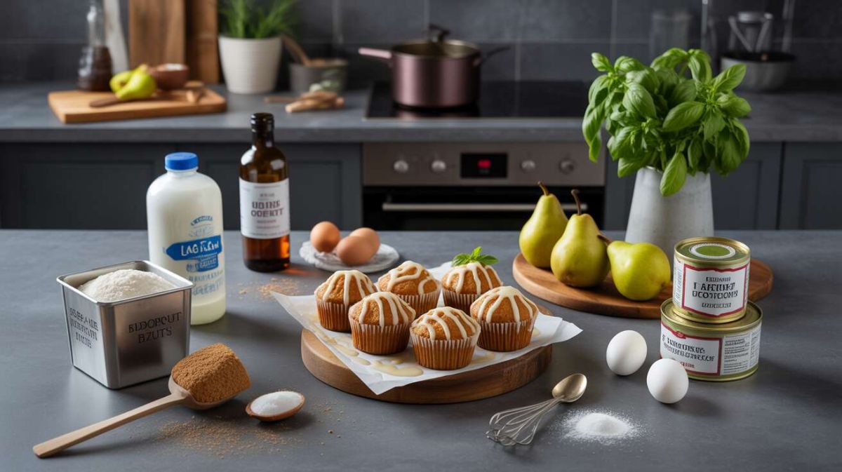 Muffins légers à la poire et au sirop de basilic