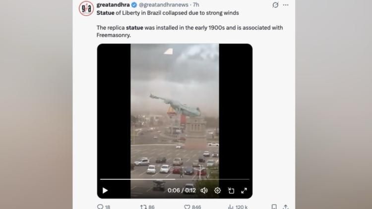 Une tempête inattendue renverse la réplique de la Statue de la Liberté au Brésil