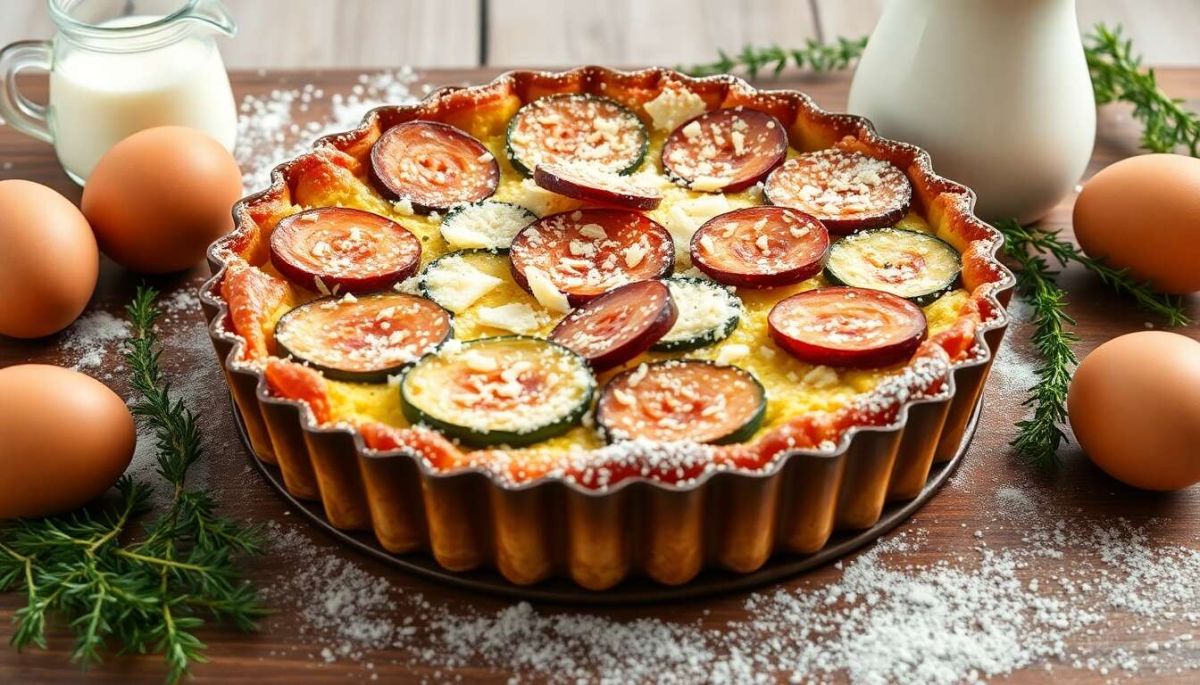 Clafoutis salé aux courgettes, chorizo et parmesan : un délice à partager