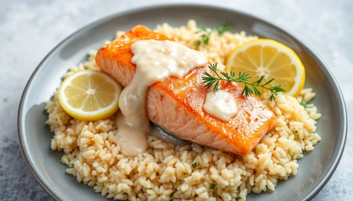 Filet de saumon : recette de sauce légère au citron et riz mélangé