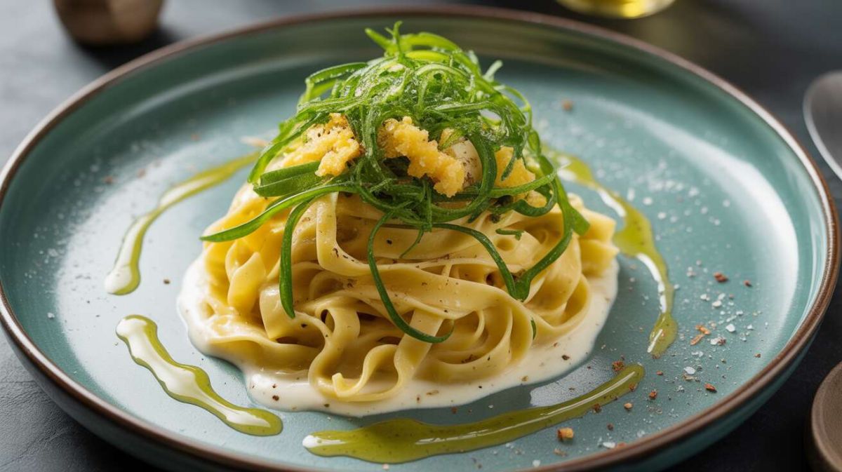 Tagliatelles aux saveurs marines : salicorne, citron confit et cheddar