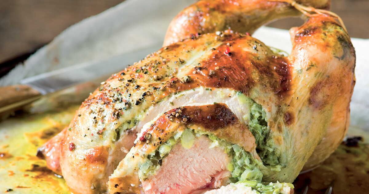 Découvrez le poulet farci au poireau et au fromage de chèvre