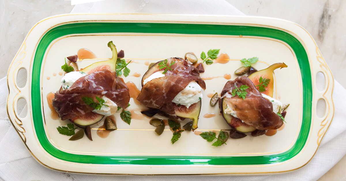 Figues au jambon cru et mozzarella