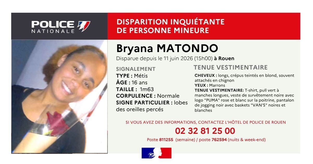 Disparition inquiétante à Rouen : un appel à témoins pour retrouver une jeune fille de 16 ans