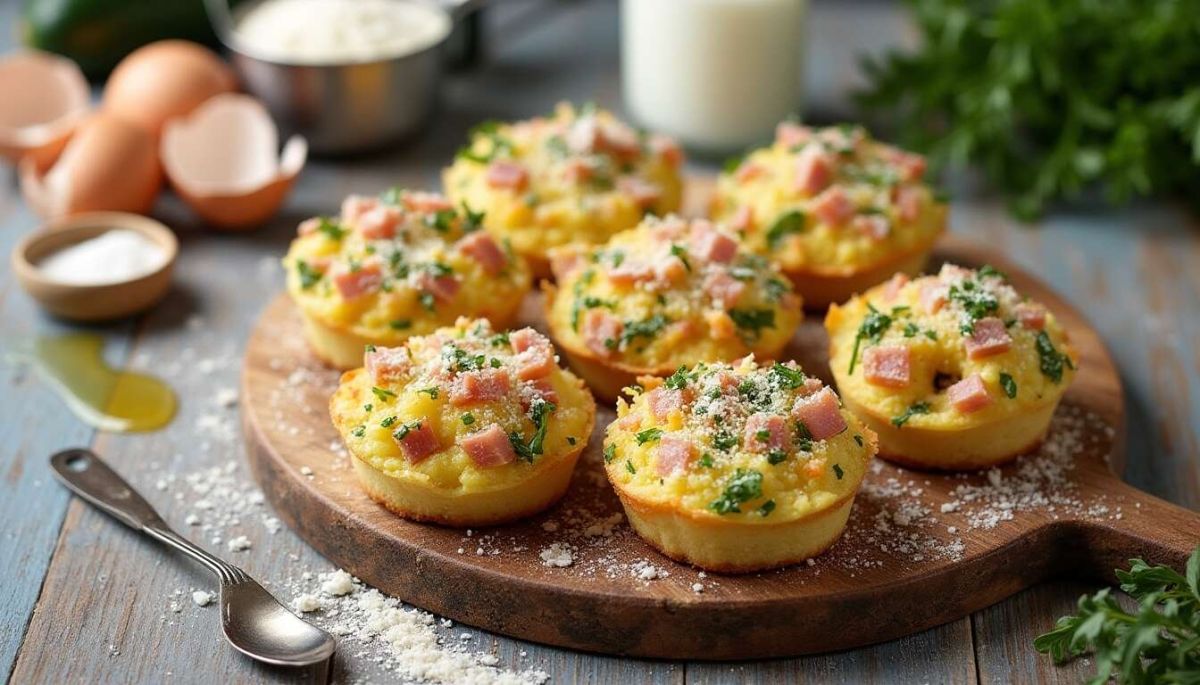 Savourez des mini-cakes courgettes, jambon et parmesan