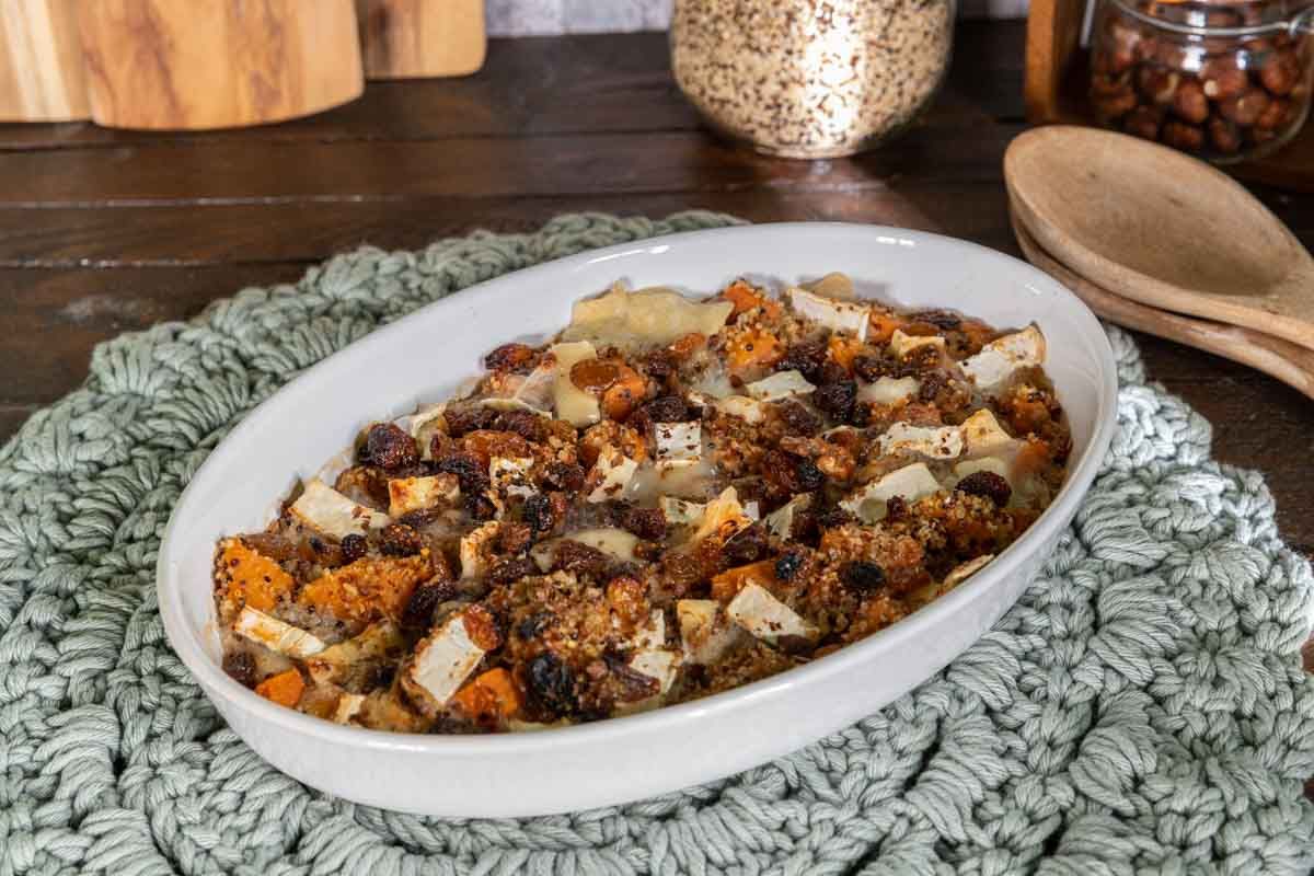 Gratin savoureux de patate douce, quinoa et chèvre