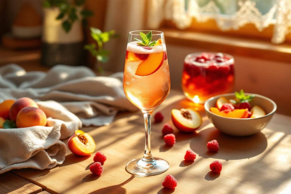 L'été s'invite avec la sangria pêche-framboise, cocktail rafraîchissant et audacieux