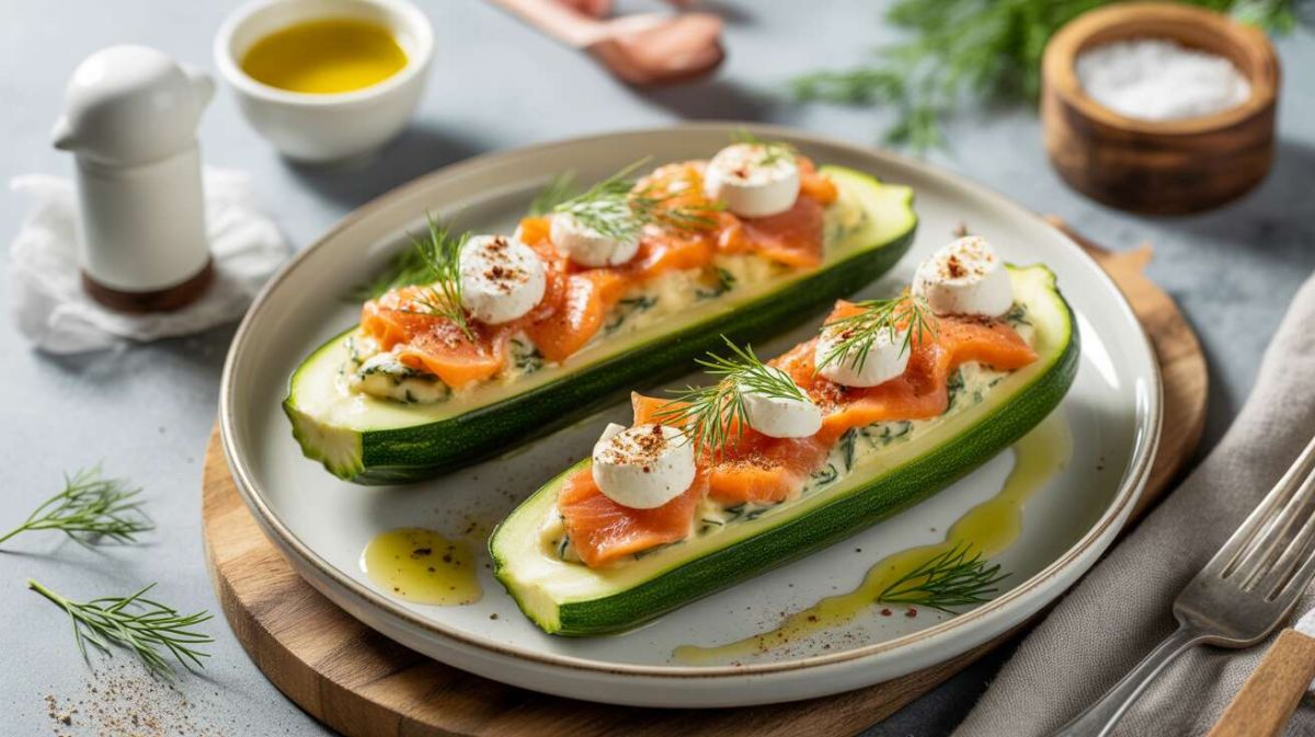 Des courgettes farcies au saumon et fromage de chèvre pour ravir vos invités