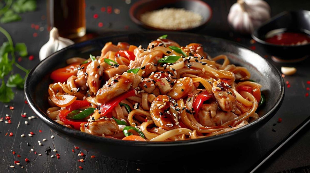 Savourez des nouilles de riz sautées au poulet : une délice asiatique à préparer chez soi